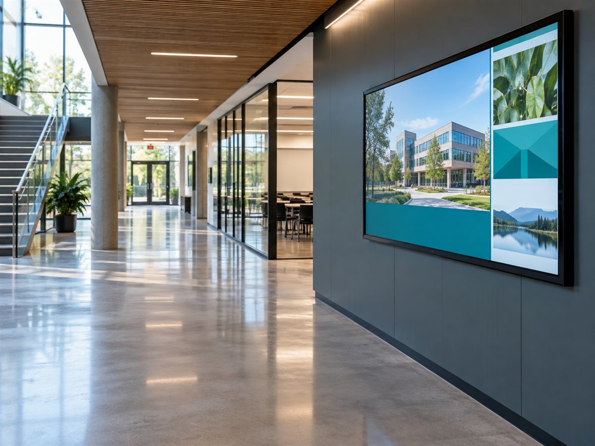 Digital notice display in an education building