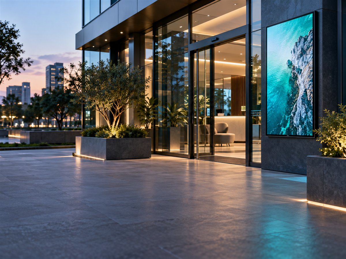 Digital standee outside a commercial branch