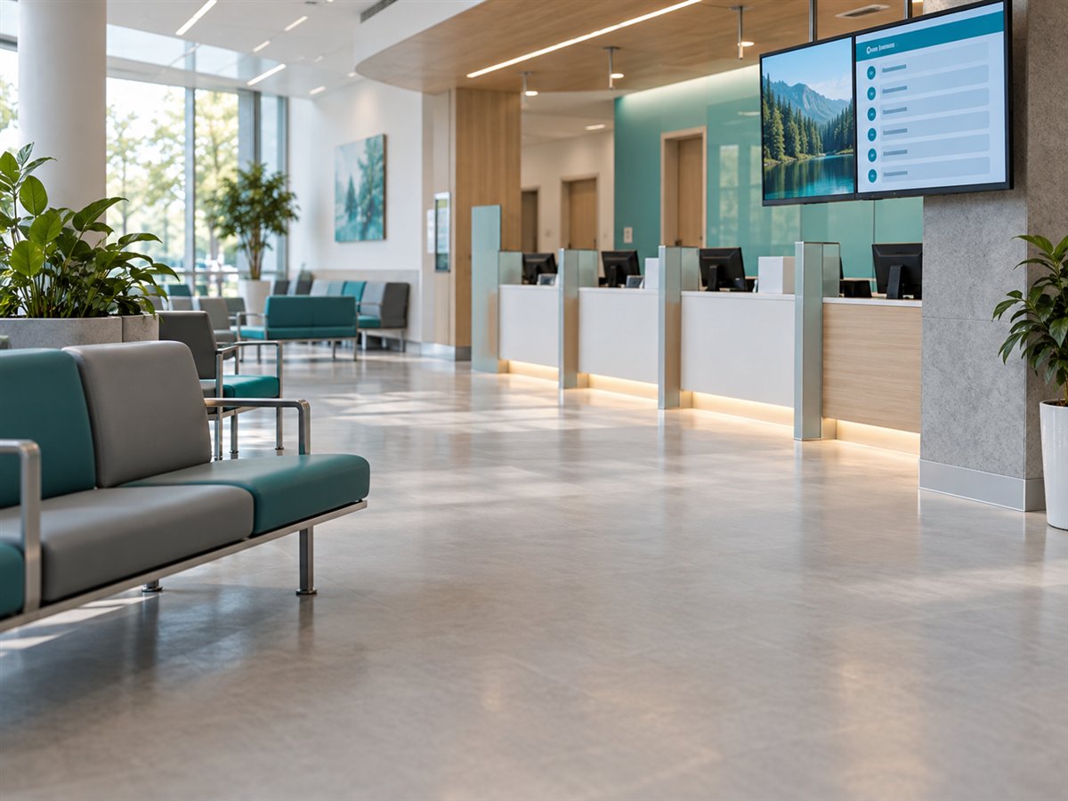 Information and queue displays in a waiting area